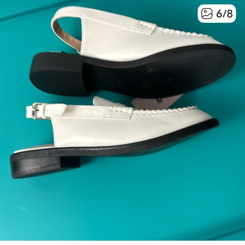 Sincerely Jules NWOT Sling Back White Penney Loafers - Picture 8 of 8